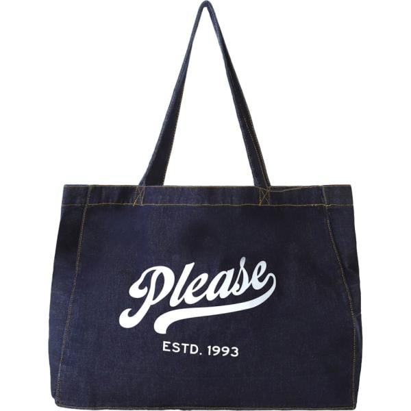Shopping bag da donna in nero pece con stampe lungo Please