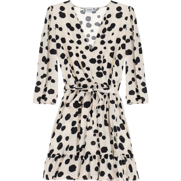vestiti corti Please bianco a pois