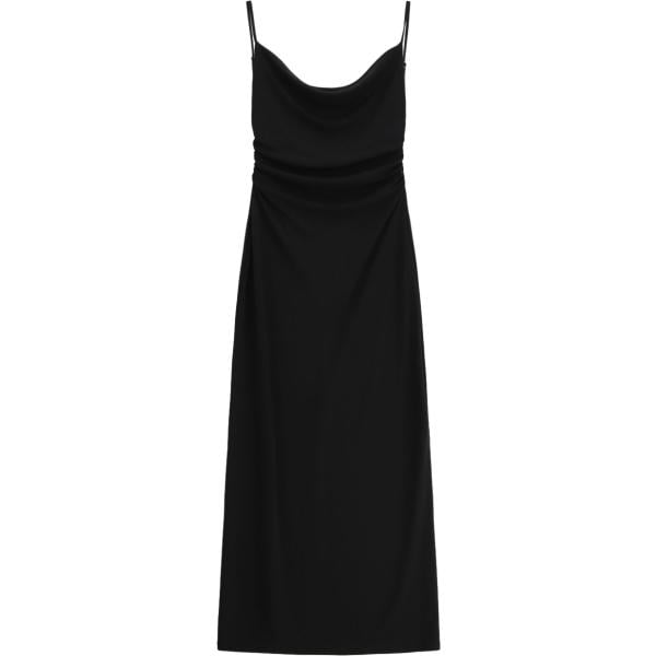 Vestito lungo da donna in nero pece con spalline lungo Please