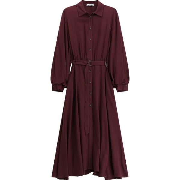 Vestito chemisier da donna in bordeaux con cintura Please