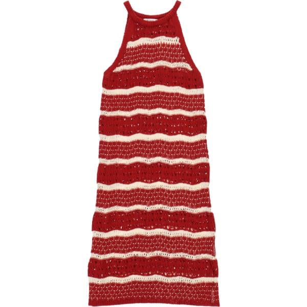 Vestito longuette/midi da donna in bordeaux a righe senza maniche Please