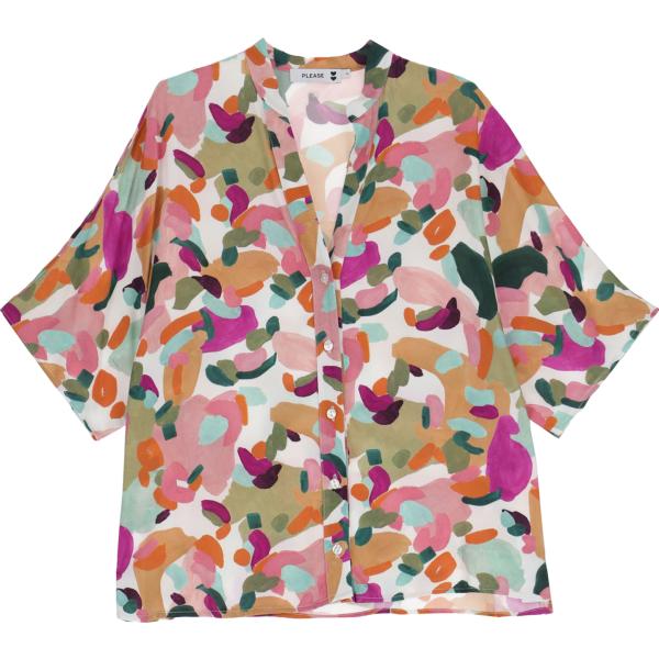 camicie a manica corta Please multicolore con stampe