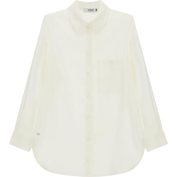 Camicia da donna in bianco avorio collo classico Please