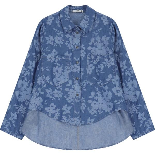 camicie Please blu con stampe