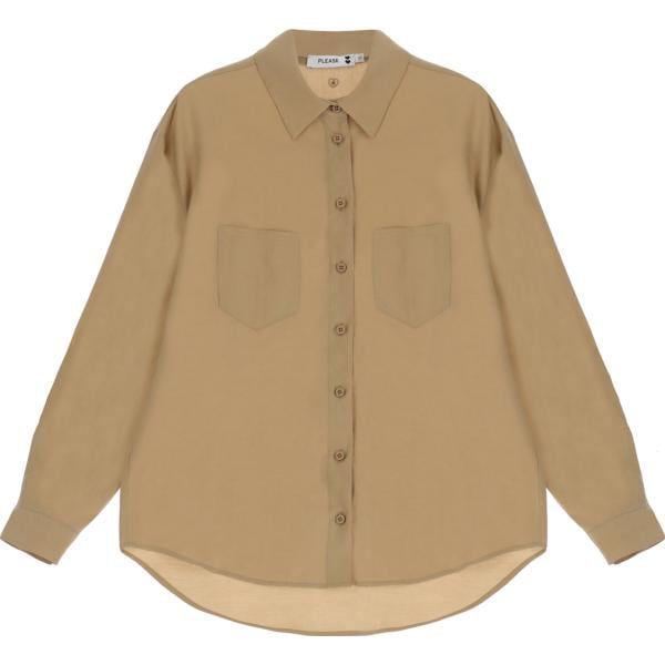 camicie Please marrone tinta unita