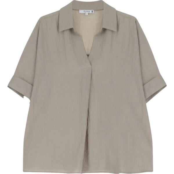 Camicia a maniche corte da donna in marrone chiaro a maniche corte Please