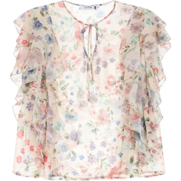 camicie a manica corta Please bianco con stampe