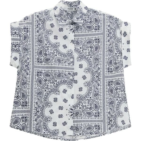 camicie a manica corta Please grigio con stampe