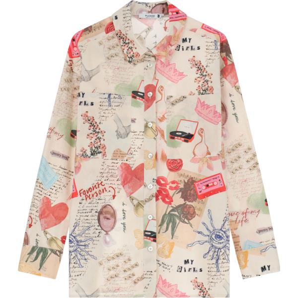 camicie Please bianco con stampe