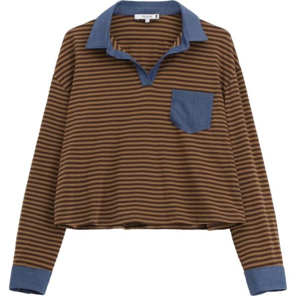 t-shirt Please marrone a righe