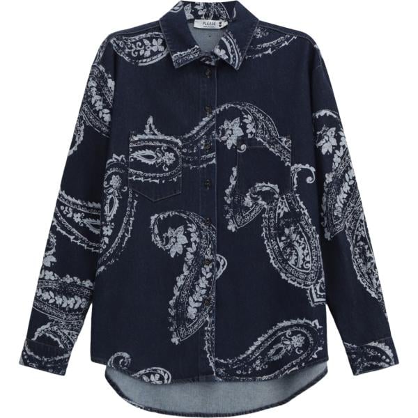 camicie Please blu con stampe
