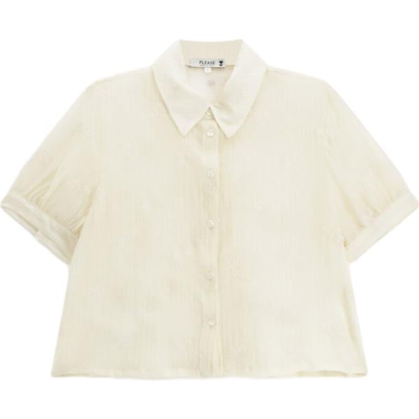 camicie a manica corta Please bianco a fiori