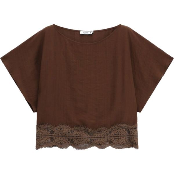 Top da donna in marrone scuro con pizzo corto Please