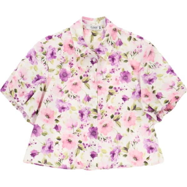 camicie a manica corta Please rosa con stampe
