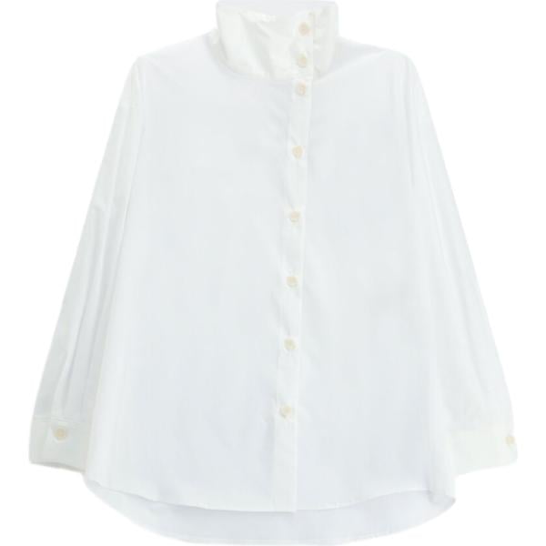Camicia da donna in bianco neve collo classico a maniche lunghe Please
