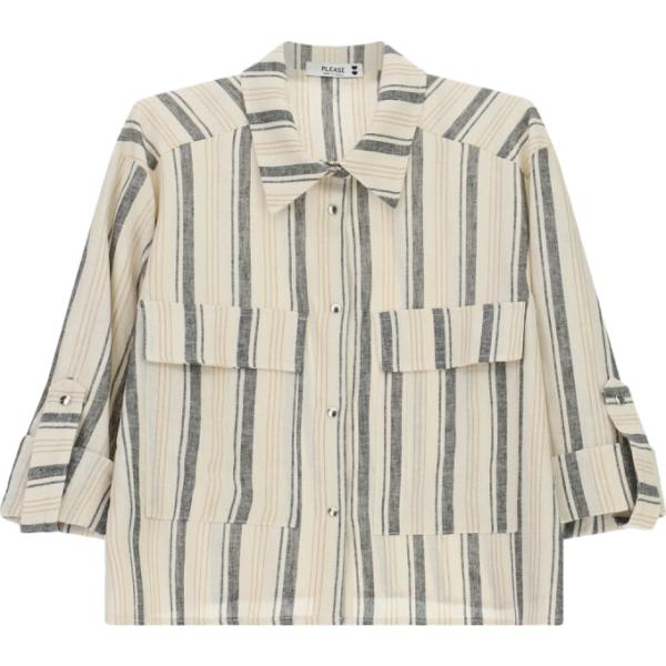 camicie Please bianco a righe
