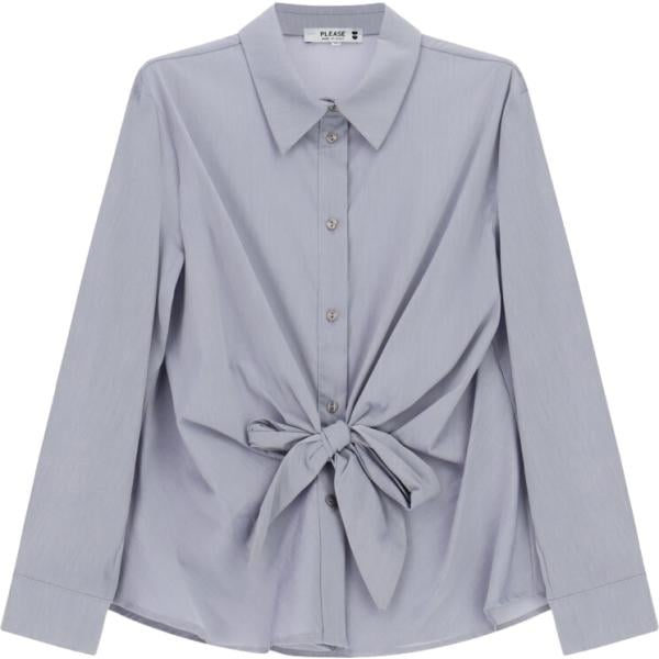 Camicia da donna in grigio chiaro collo classico a maniche lunghe Please