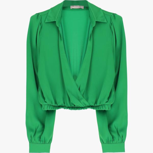 bluse Please verde tinta unita