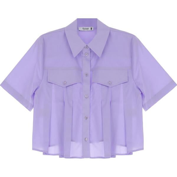 camicie a manica corta Please viola tinta unita