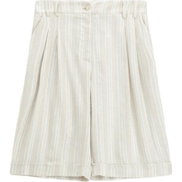 Shorts da donna in grigio chiaro a righe Please