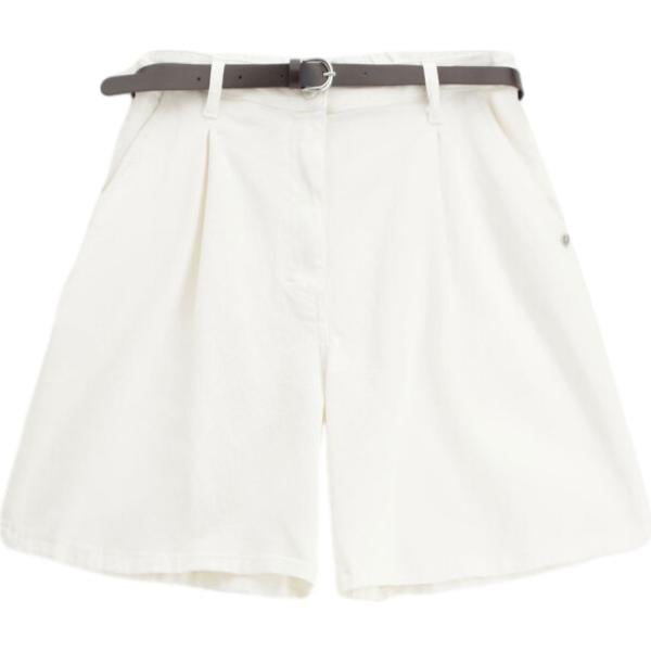 Shorts da donna in bianco neve con cintura Please