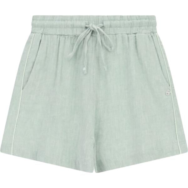 Shorts da donna in verde chiaro con coulisse in lino Please