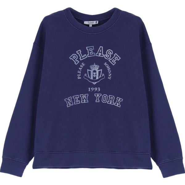 felpe Please blu con stampe