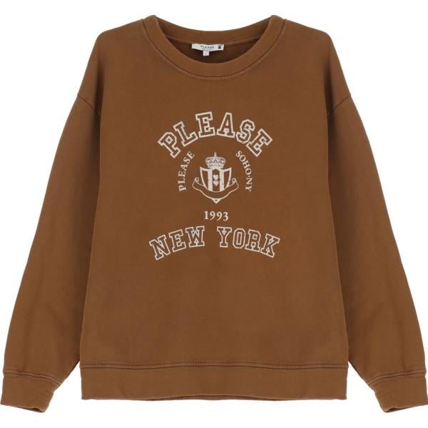 felpe Please marrone con stampe