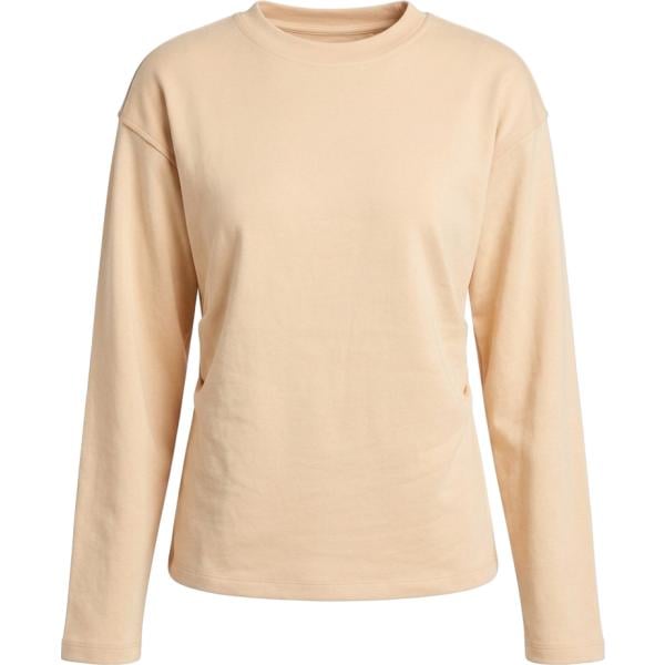 Felpa da donna in beige sabbia girocollo con spacco a maniche lunghe Please