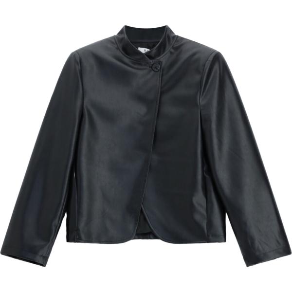 Giacca da donna in nero pece collo coreana corto Please