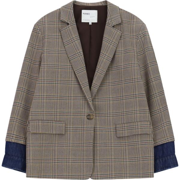 Giacca da donna in verde oliva con stampe monopetto in denim Please