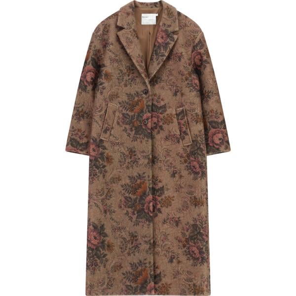 Cappotto da donna in marrone chiaro con stampe con bottoni Please