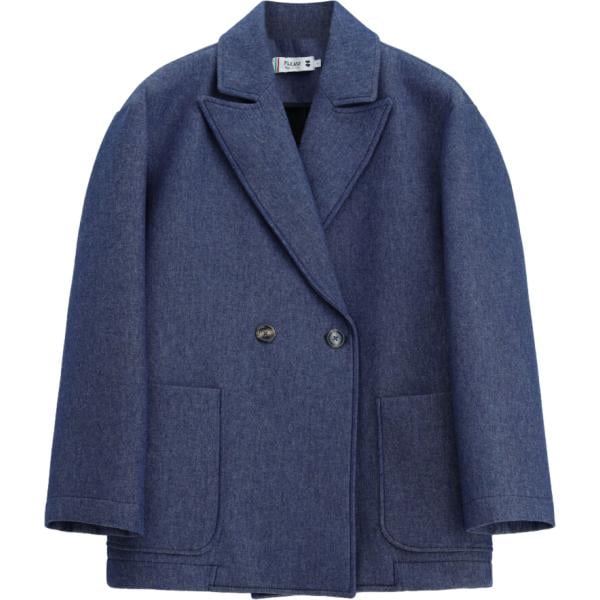 Cappotto da donna oversize in blu scuro collo classico Please