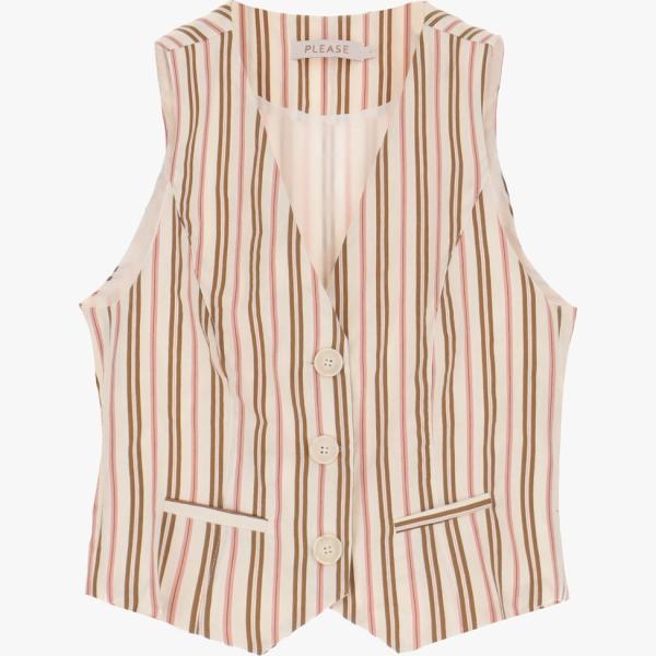gilet Please bianco a righe