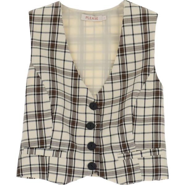 gilet Please bianco a quadri
