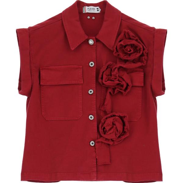 gilet Please rosso a fiori