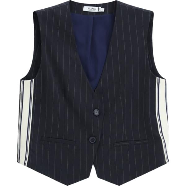 Gilet da donna in nero pece a righe Please