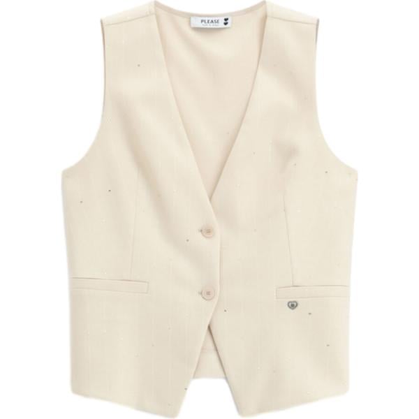 Gilet da donna in bianco avorio collo a v Please Please