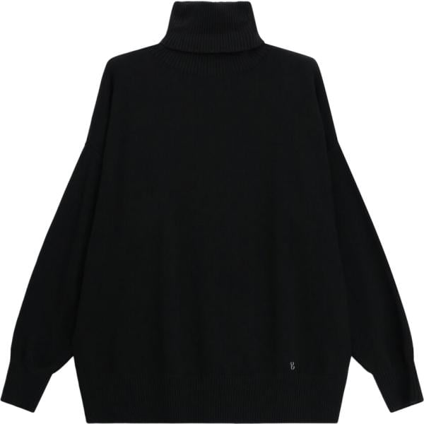 Pullover da donna in nero pece collo a dolcevita Please