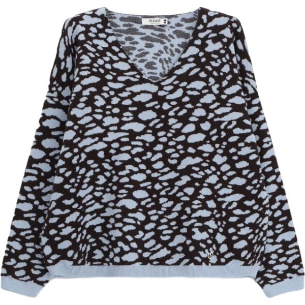 Maglione da donna animalier collo a v a maniche lunghe Please
