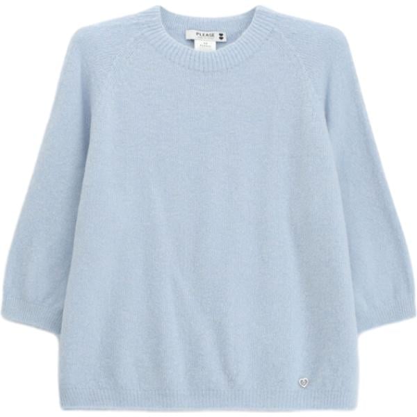 Maglione da donna in azzurro lavorato a maglia girocollo Please