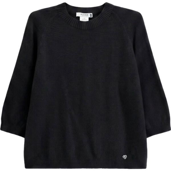 Maglione da donna in nero pece lavorato a maglia girocollo Please