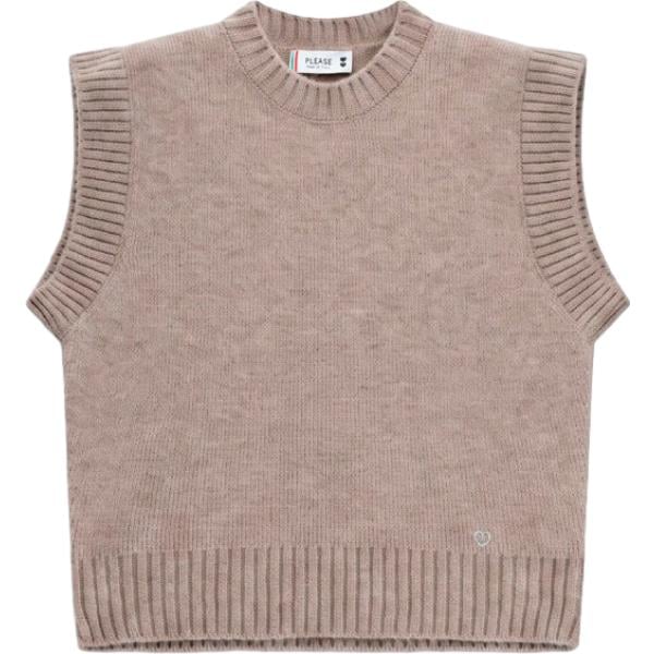 Maglione da donna in grigio chiaro senza maniche Please