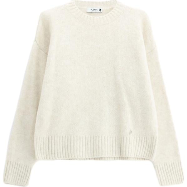 Maglione da donna in bianco avorio con scollo Please
