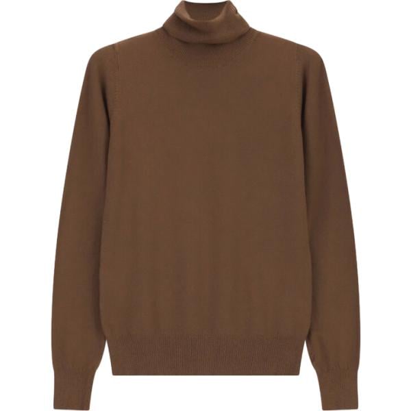 Pullover da donna in marrone scuro collo a dolcevita a maniche lunghe Please Please