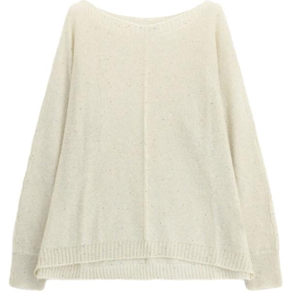 Maglione da donna in bianco avorio collo a barchetta a maniche lunghe Please