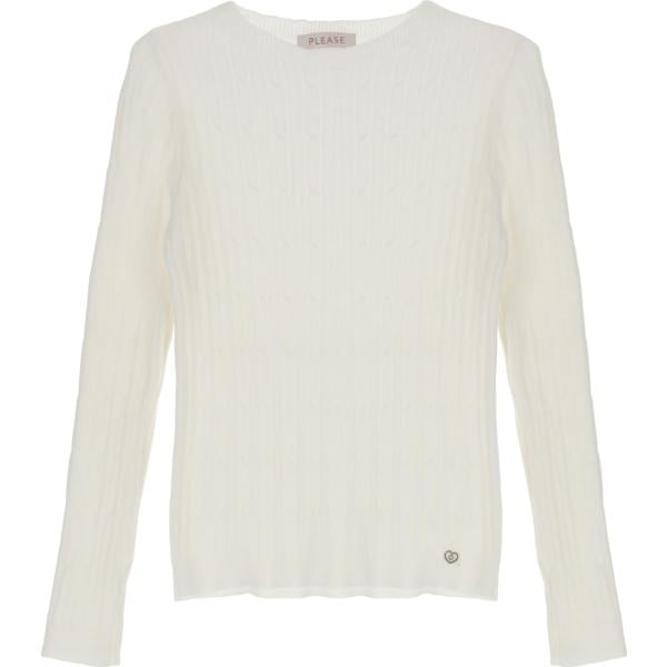 pullovers Please bianco tinta unita