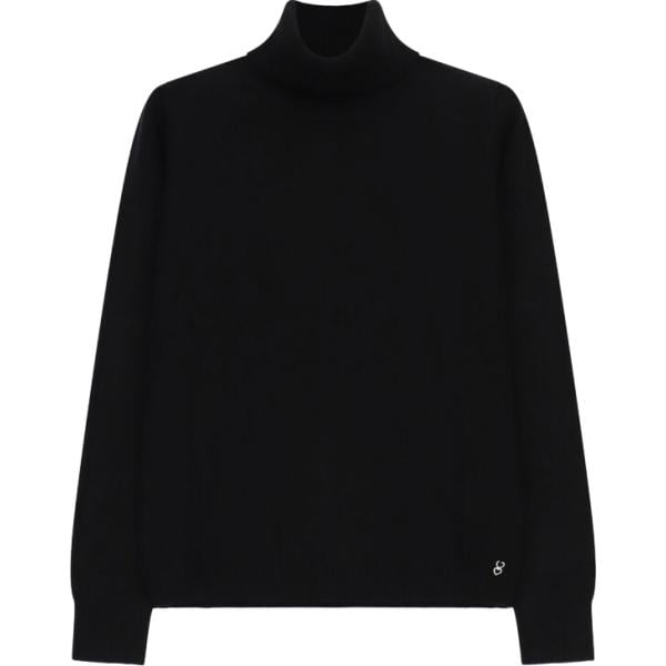 T-shirt da donna in nero pece collo a dolcevita a maniche lunghe Please