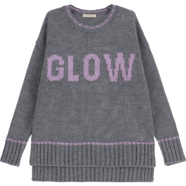 maglieria Please grigio con stampe