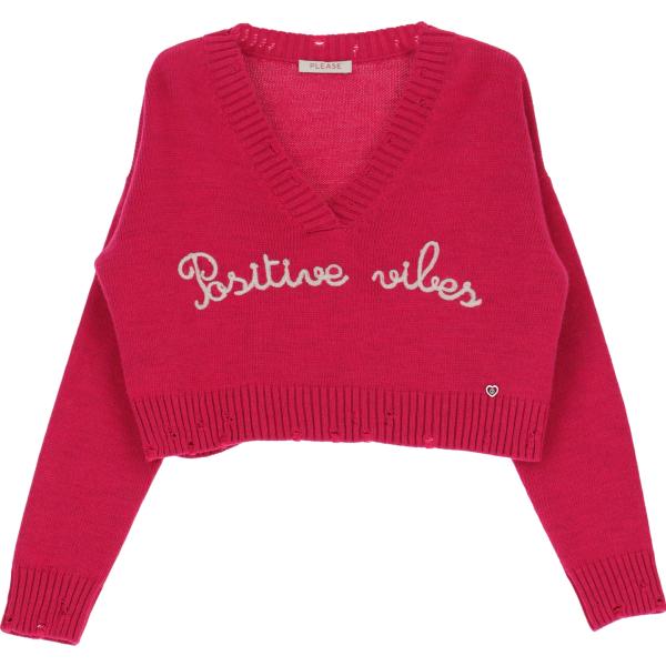 maglieria Please rosso con stampe